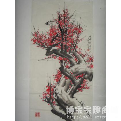 红梅 写意梅兰竹菊 中国美术家协会会员 肖维清作品 类别: 写意梅兰竹菊